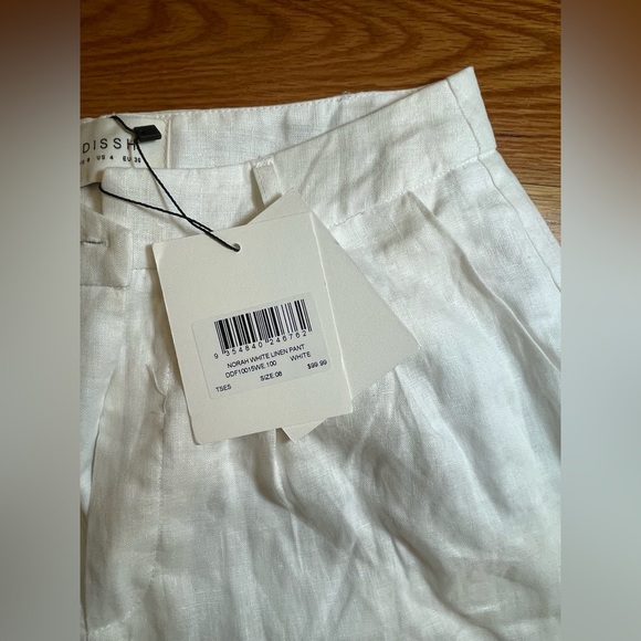 NWT DISSH Holden White Linen Pant / US 4 - Picture 8 of 8